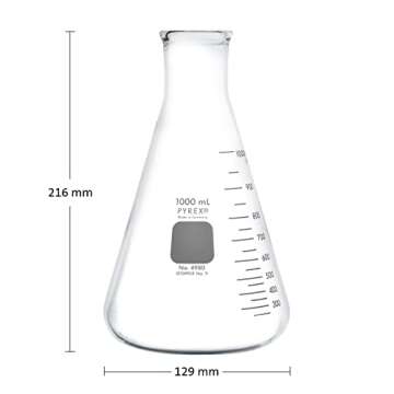 PYREX Narrow Mouth Erlenmeyer Flask with Heavy Duty Rim - Borosilicate Glass Flask – Premium Glass...