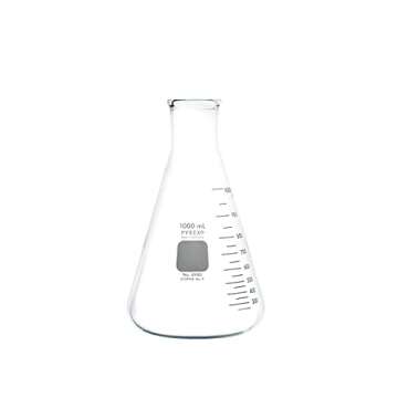 PYREX Narrow Mouth Erlenmeyer Flask with Heavy Duty Rim - Borosilicate Glass Flask – Premium Glass Chemistry Flask for Laboratory, Classroom or Home Use - PYREX Chemistry Glassware, 1L, 1/Pk