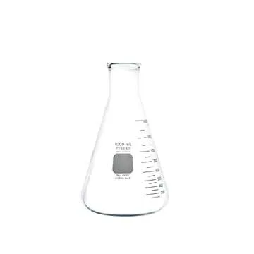 PYREX Narrow Mouth Erlenmeyer Flask with Heavy Duty Rim - Borosilicate Glass Flask – Premium Glass Chemistry Flask for Laboratory, Classroom or Home Use - PYREX Chemistry Glassware, 1L, 1/Pk