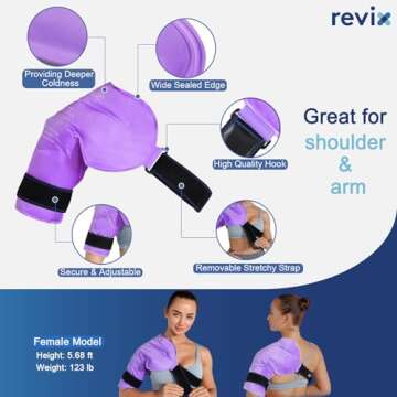REVIX Shoulder Ice Pack Reusable Gel Ice Wrap for Shoulder Fatigue, Promotes Post-Workout Recovery, Cold Therapy Compression for Man and Women, Purple