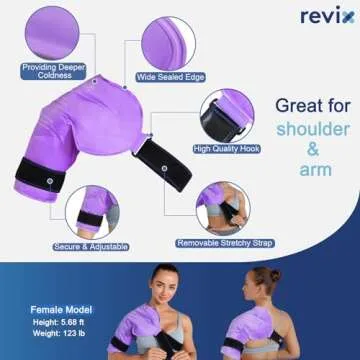 REVIX Shoulder Ice Pack Reusable Gel Ice Wrap for Shoulder Fatigue, Promotes Post-Workout Recovery, Cold Therapy Compression for Man and Women, Purple