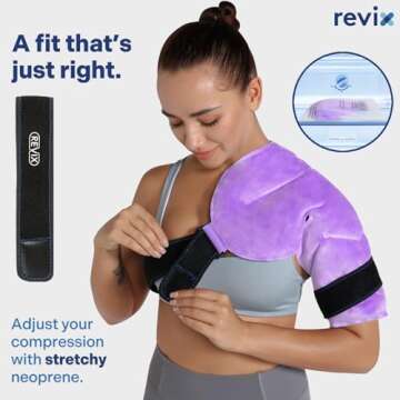 REVIX Shoulder Ice Pack Reusable Gel Ice Wrap for Shoulder Fatigue, Promotes Post-Workout Recovery, Cold Therapy Compression for Man and Women, Purple
