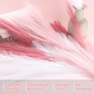 9 Pcs Pink White Faux Pampas Grass for Home Decor
