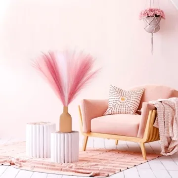 9 Pcs Pink White Faux Pampas Grass for Home Decor