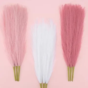 9 Pcs Pink White Faux Pampas Grass for Home Decor