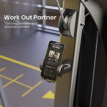 MiiKARE Gym Accessory Magnetic Phone Holder for Videos, Strong Magnets Gym Phone Mount, 360 Rotation Adjustable, Home Gym Essentials for Women, Workout Accessories for Men, Gym Gifts for Lovers-Black