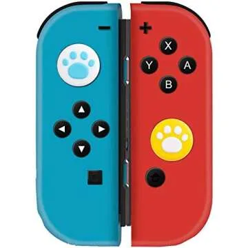 2 x Silicone Analog Controller Thumb Stick Joystick Grips Cap for Nintendo Switch NS & Switch Lite Controller Joy-Con ThumbStick Cute Cat Paw Claw (White-Pink)