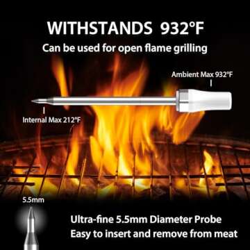 Wireless Meat Thermometer with Bluetooth for Grilling