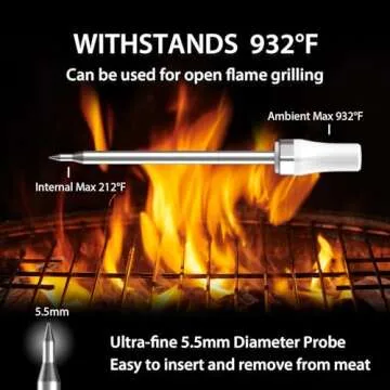Wireless Meat Thermometer with Bluetooth for Grilling