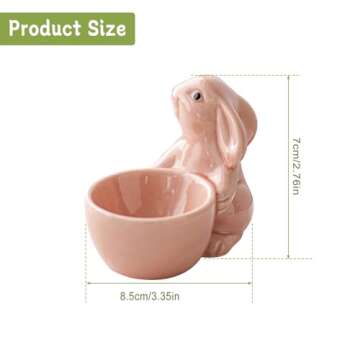 3PC Ceramic Egg Cup, Ceramic Rabbit Egg Cup Creative Ceramic Bunny Egg Cup Holder Porcelain Colorful...