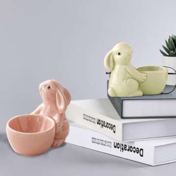 Charming 3PC Ceramic Rabbit Egg Cups for Breakfast Decor