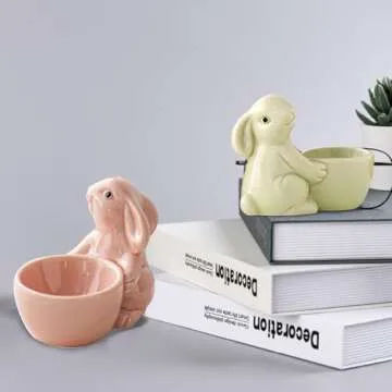 Charming 3PC Ceramic Rabbit Egg Cups for Breakfast Decor