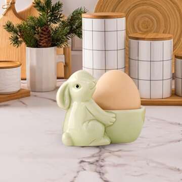 Charming 3PC Ceramic Rabbit Egg Cups for Breakfast Decor