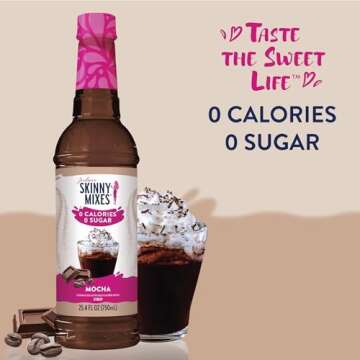 Jordan's Skinny Syrups Sugar Free Coffee Syrup, Mocha Flavor Drink Mix, Zero Calorie Flavoring for C...