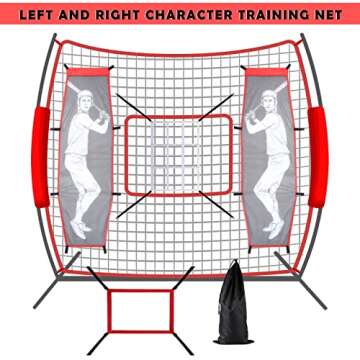 4Pcs Baseball Pitching Net Set - Includes Dummy Batter & Strike Zone Target