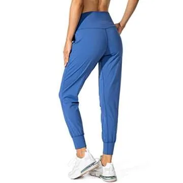 G Gradual Women's Joggers High Waisted Yoga Pants with Pockets Loose Leggings for Women Workout, Athletic, Lounge (Blue, Medium)