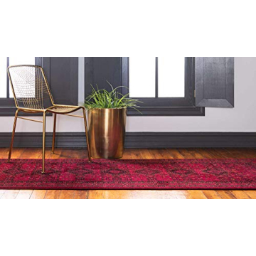 Unique Loom Tekke Collection Area Rug Soft & Durable Red Runner