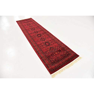 Unique Loom Tekke Collection Area Rug Soft & Durable Red Runner