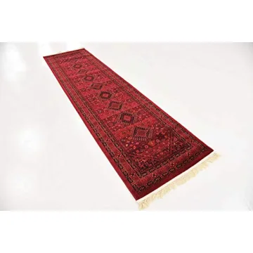 Unique Loom Tekke Collection Area Rug Soft & Durable Red Runner