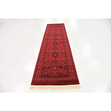 Unique Loom Tekke Collection Area Rug Soft & Durable Red Runner
