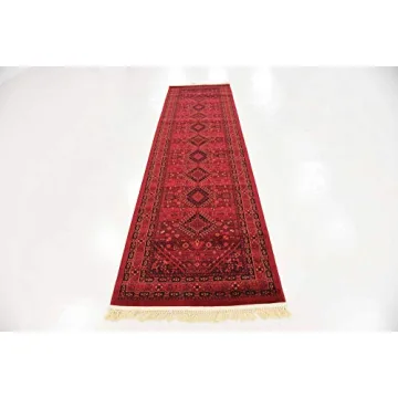 Unique Loom Tekke Collection Area Rug Soft & Durable Red Runner