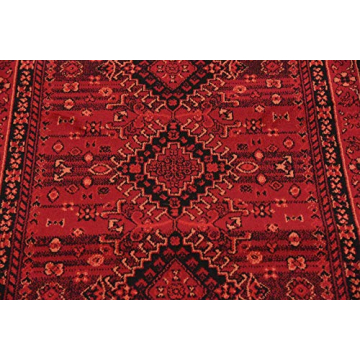 Unique Loom Tekke Collection Area Rug Soft & Durable Red Runner