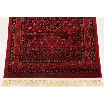Unique Loom Tekke Collection Area Rug Soft & Durable Red Runner