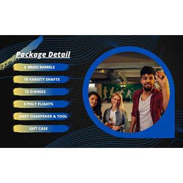 SHOT TAKER CO. EST. 2017 6pc Steel Tip Darts Set - Professional Darts for Dartboard - Includes Barrels + Plastic/Aluminum Shafts + O'Rings + Flights + Sharpener + Wrench (21g-Blue C-10413)