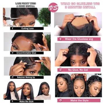 5x5 Wear and Go Glueless Bob Wig Human Hair Pre Plucked Pre Cut Glueless Wigs for Black Women Body Wave Lace Front Wigs Human Hair No Glue Lace Closure Wig for Beginners 180% Density 12 Inch