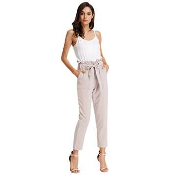 GRACE KARIN Women's Cropped Paper Bag Waist Pants with Pockets