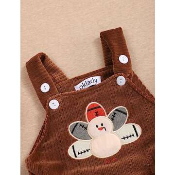 oklady Thanksgiving Outfits for Boys 2-3T Turkey Print Suspender Trousers + Striped Tops