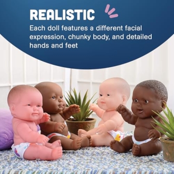 Huggable Multi-Cultural Baby Dolls for Kids - Set of 4