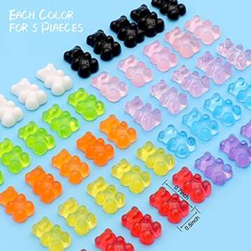 50 Pieces Nail Gummy Bear Charms, Resin Flatbacks Candy Bear Charms for Slime Nails DIY Craft Scrapb...