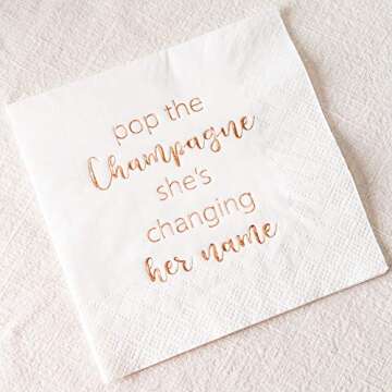 Crisky Bridal Shower Cocktail Napkins Dessert Napkins Rose Gold Foil Bachelorette Engagement Decoration Party Supplies [ 50 Count ]