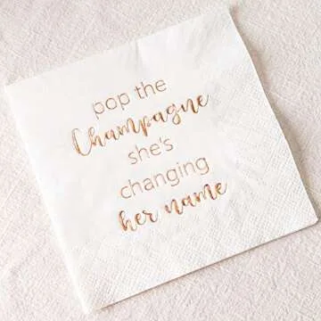 Crisky Bridal Shower Cocktail Napkins Dessert Napkins Rose Gold Foil Bachelorette Engagement Decoration Party Supplies [ 50 Count ]