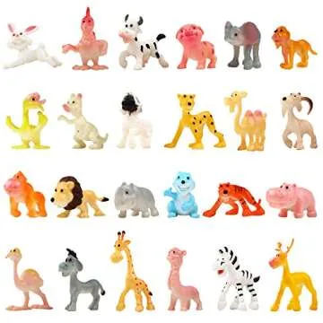 Funcorn Toys Cartoon Animal, 24 Pack Mini Plastic Wild Animals Models Toys Kit, Jungle Animal Figure...