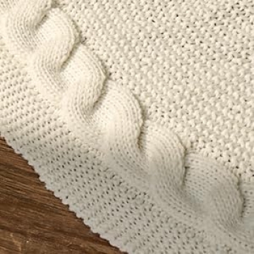 LimBridge Knitted Christmas Tree Skirt: 36 Inches Cream White Tree Skirt, Chunky Cable Knit Thick Rustic Christmas Tree Decorations, Farmhouse Christmas Decor Xmas Holiday Home Party Decorations