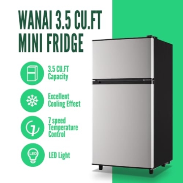 WANAI Mini Fridge with Freezer for Offices and Dorms