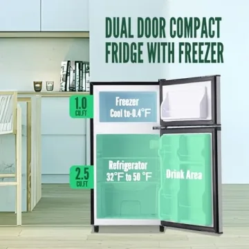 WANAI Mini Fridge with Freezer for Offices and Dorms