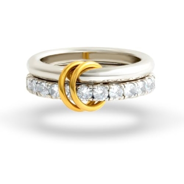 HOLINSE Elegant Stackable Rings Set - 18K White Gold Plated Jewelry for Women