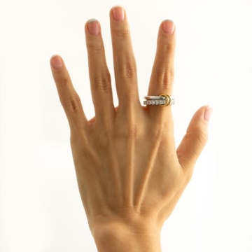 HOLINSE Chunky Stackable Rings Set with Cubic Zirconia