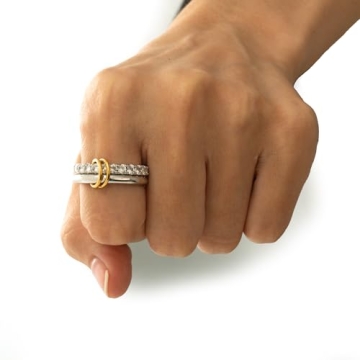 HOLINSE Chunky Stackable Rings Set with Cubic Zirconia