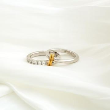 HOLINSE Chunky Stackable Rings Set with Cubic Zirconia