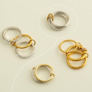 HOLINSE Chunky Stackable Rings Set with Cubic Zirconia