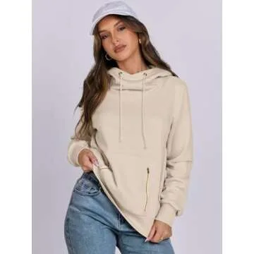 Stylish ANRABESS Women’s Cowl Neck Hoodie for Fall Winter