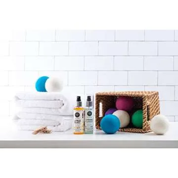 Woolzies Wool Dryer Balls Organic Big Wool Spheres Best Fabric Softener | 6-Pack XL Dryer Balls for Laundry is Made with New Zealand Wool | Use Laundry Balls for Dryer with Essential Oils (Lavender)