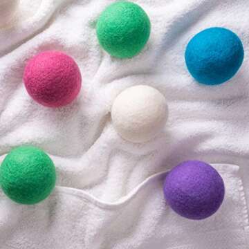Woolzies Wool Dryer Balls Organic Big Wool Spheres Best Fabric Softener | 6-Pack XL Dryer Balls for Laundry is Made with New Zealand Wool | Use Laundry Balls for Dryer with Essential Oils (Lavender)