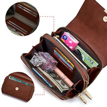 Roulens Small Crossbody Bag for Women,Cell Phone Purse Women's Shoulder Handbags Wallet Purse with Credit Card Slots