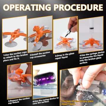 HERRYPLS Windshield Repair Kit for Chips and Cracks, Rock Chip Repair Kit Windshield, Car Windshield Crack Repair Kit to Repair Scratches,Star Shaped Crack, with Curing and Pressurizing Device