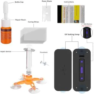 HERRYPLS Windshield Repair Kit for Chips and Cracks, Rock Chip Repair Kit Windshield, Car Windshield Crack Repair Kit to Repair Scratches,Star Shaped Crack, with Curing and Pressurizing Device